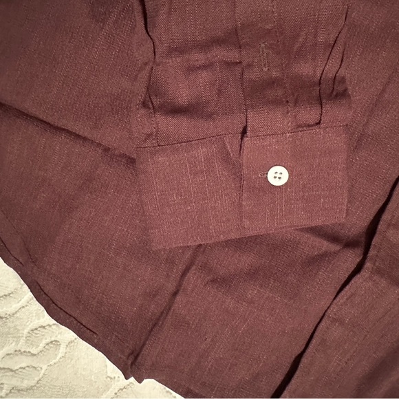 Men's‎ Brown Shirt Size L 30% Linen 70% Rayon - Picture 5 of 12